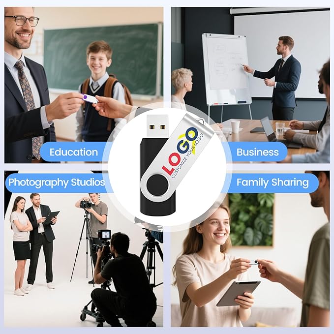 ABLAZE Custom Flash Drive 512MB 100 Pack, Personalized USB Drives Custom USB 2.0 Thumb Drives 100 Pack Memory Stick (Mixcolors)