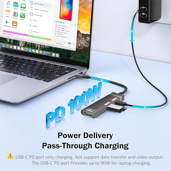 USB C Hub Multiport Adapter, 4K@120Hz HDMI, 100W PD, USB 3.0 5Gbps Data Port, Aluminum Shell, for iPhone 17/16/15, Samsung Galaxy, MacBook Pro/Air, iPad, Dell, Surface, XPS, Switch, Laptops