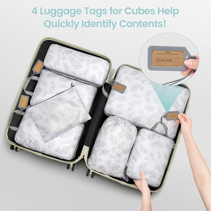 Cambond Compression Packing Cubes for Travel Women - Travel Bags Luggage Organizers Travel Essentials Compression Cubes for Travel Carry on Suitcases Organizer