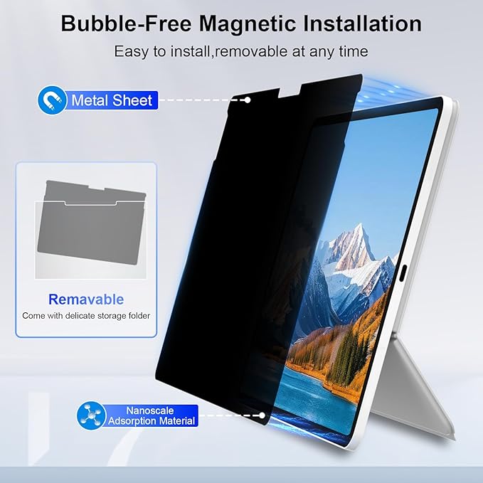Magnetic Privacy Screen for 12 Inch Surface Laptop Pro 12, Removable Anti Glare Surface Laptop Pro 12 Screen Protector, Blue Light Filter, Anti Spy Easy Install