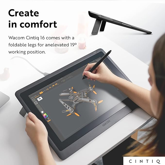 Wacom Cintiq 16 Drawing Tablet with Screen, 15.4" Full HD Display Graphic Arts Tablet Includes Pro Pen 2 w/ Tilt Response, Graphic Design Animation Display Pad for Mac, PC