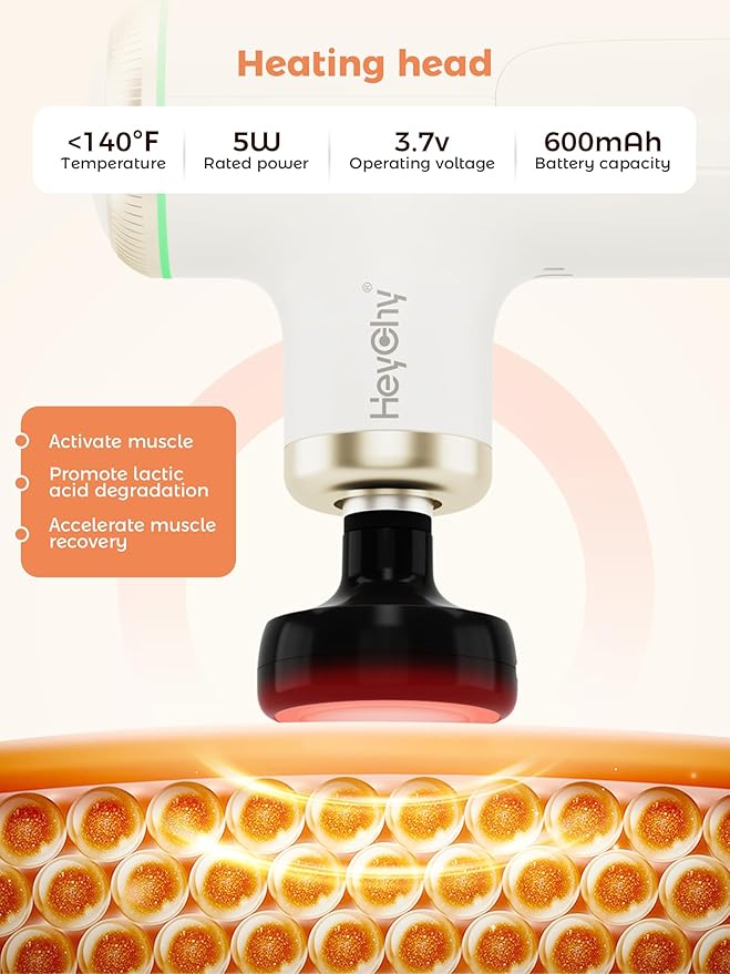 Mini Massage Gun Deep Tissue with Heat, Portable Percussion Muscle Massager for Pain Relief Muscle Relaxtion with Carry Case for Athletes & Home Use