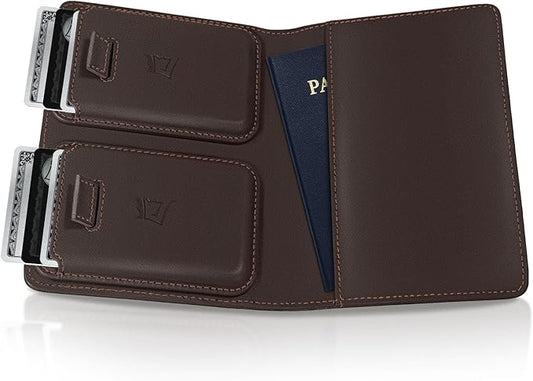 Kings Loot Passport Holder Wallet – RFID Blocking Leather Travel Wallet with Built-in Airtag Holder – Holds 1-6 Cards & Passport – Easy Pull Tab – Slim & Stylish Wallets (Truffle/Premium Engraved)