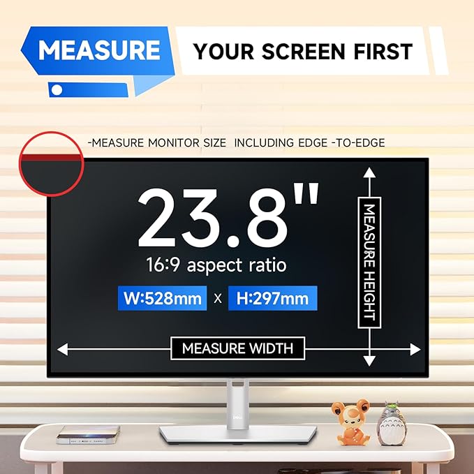 IPROKKO 【2 Pack】 23.8 inch Anti-Blue Light Monitor Screen Protector for 16:9 Widescreen,Removable Anti Glare Blue Light Blocking Screen Filter，LED PC Anti-UV Eye Protection Filter Film