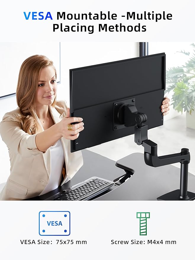 23.8" Portable Monitor, 1080P 100Hz VESA Large Laptop Screen, USB C/HDMI Second Display with Speakers, Laptop Screen Extender for Windows/Mac/Android/IOS/PS4/Switch/Xbox