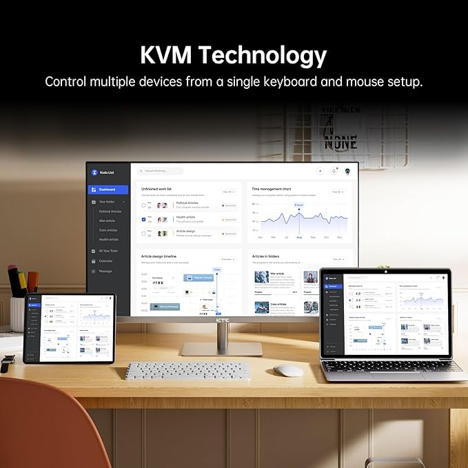 KTC 32 Inch 4K Smart Monitor with Google TV System UHD 3440x2560P Hey Google Voice Remote Netflix Licensed Dolby Audio HDR KVM Technology WiFi Bluetooth 65W PD Type C Fast Charger VESA Support
