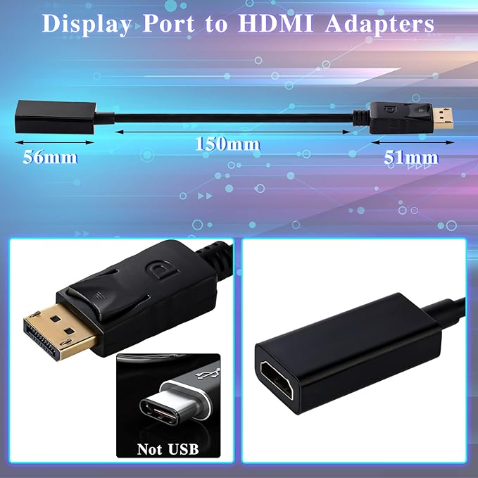 Chuangdi 20 Pack DisplayPort to HDMI Adapter Uni-Directional DP to HDMI Display Cable Male to Female for Standard DP Port Computer Laptops 4K Transfer Projector Monitor TV Screen Converter