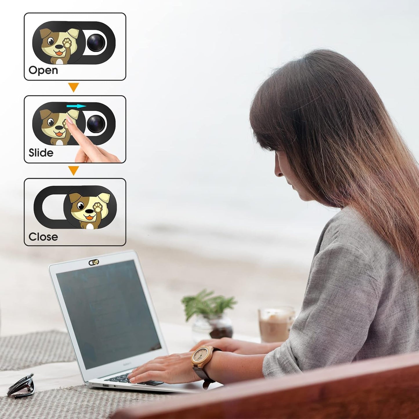 Laptop Camera Cover Slide Cute-6PCS,Webcam Cover Slide for MacBook Pro, iMac, iPad Pro, iPhone 6/7/8 Plus, iPad, Laptop and More Device,Cute Pattern Web Cam Privacy Cover to Protect your Privacy (Dog)