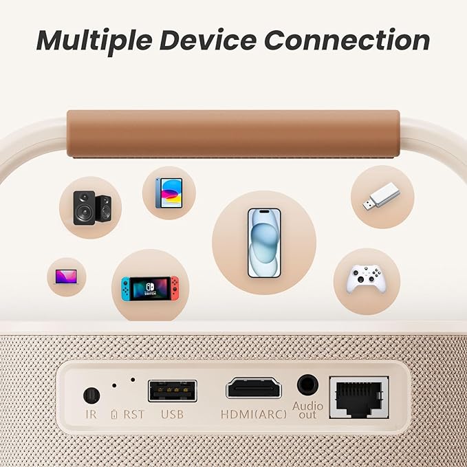 [Sound by JBL & Built-in Battery] Yaber T2 Plus GTV Outdoor Projector - Smart Projector with WiFi 6 and Bluetooth, Native 1080P Movie Portable Projector for Indoor and Outdoor (Google TV System)