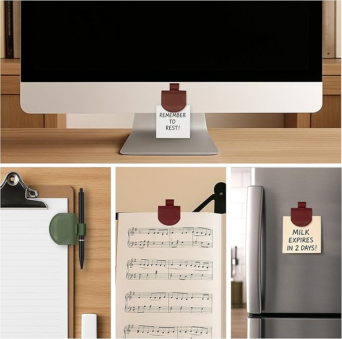 Magnetic Pen Loop Holder, Pencil Holder for Notebooks, Journals, Calendars, PU Leather 3 Pack