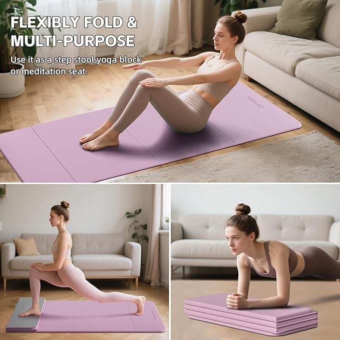 7-Fold Yoga Mat 70"x24" - 1/2 Inch Thick Folding Exercise Mat, Compact Non-Slip TPE Mat for Travel, Storage, Yoga & Home Gym, Lightweight & Portable