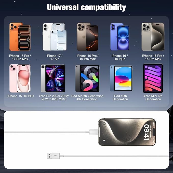 Car Carplay Cable for iPhone 17/16/15,iPhone 16/15 Plus17/16/15 Pro 17/16/15Pro Max charger ,USB A to USB C for Carplay USB C Cord, iPad USB C Cable 10th, iPad Air Car Charger Cable Cord 3FT (White)