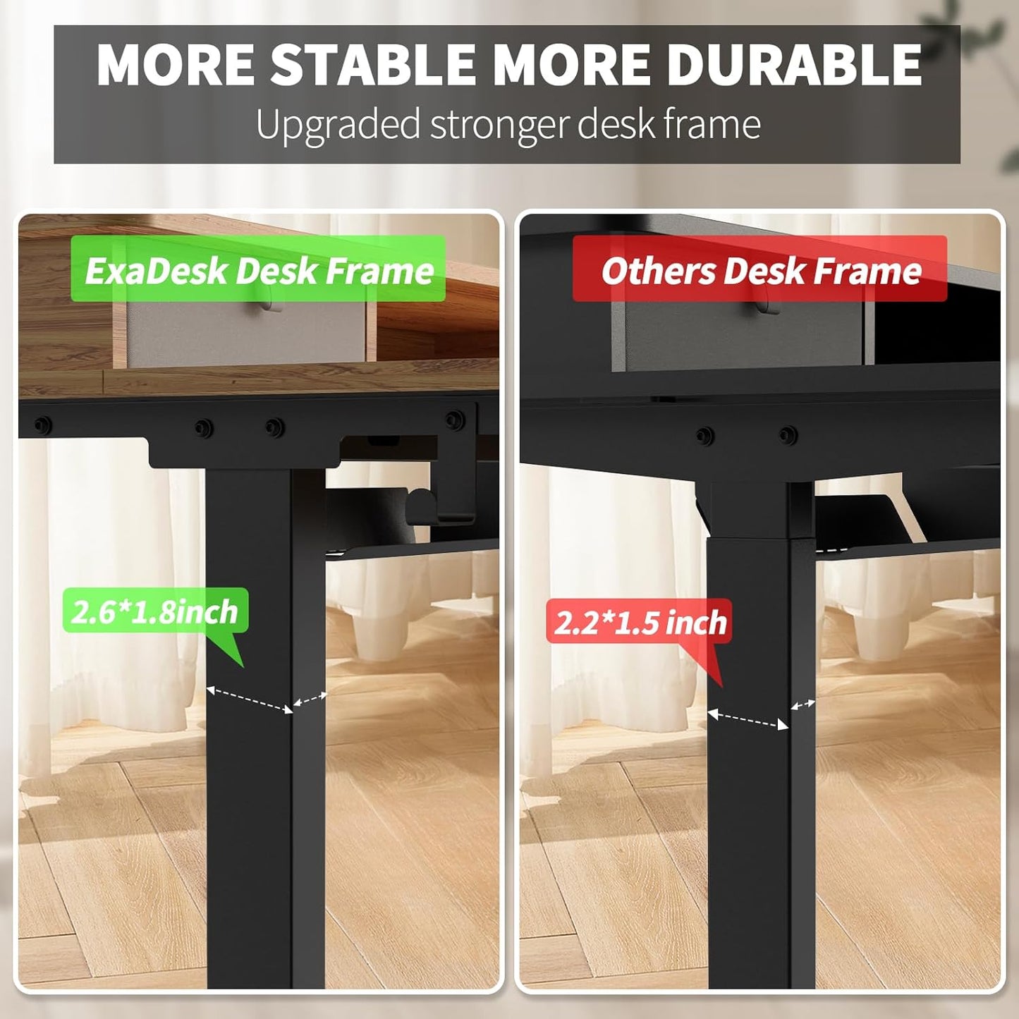 55 * 30 Inches Electric Standing Widened Desk Adjustable Height with 4 Drawers, Double Storage Shelves Stand Up Desk, Home Office Workstation Sit Stand up Desk (Light Rustic Brown)