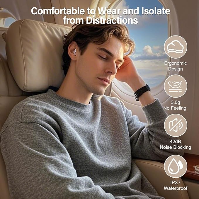 Sleep Earbuds Bluetooth 5.4 in Ear Touch Screen Sleep Headphones, Small Design Mini Sleep Earbuds for Side Sleepers with Sleep Mode, 48H Playtime Sleep Earphones Clear Calls, 5 EQ Modes, Purple