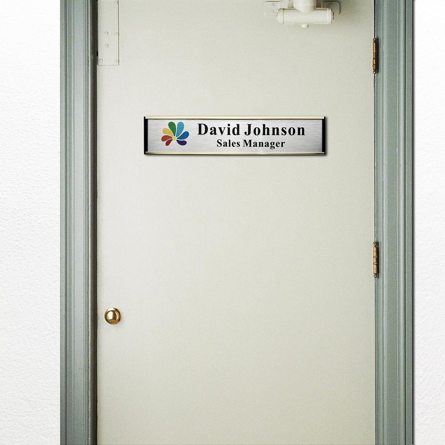 Personalized Name Plate for Door or Wall, 2 * 10 inch Custom Office Aluminum Door or Wall Name Plates with Logo Image or Texts, Office Appreciation Gifts for Coworkers Boss Teacher, Employee