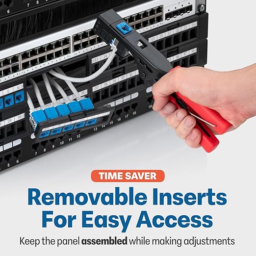 Everest 24 Port Keystone Patch Panel (2-Pack) - Removable 6-Port Panels - Use with Slim Profile Keystones ONLY (Wider Jacks May not fit Side by Side) - 8 Blank Keystone Jack Inserts Included