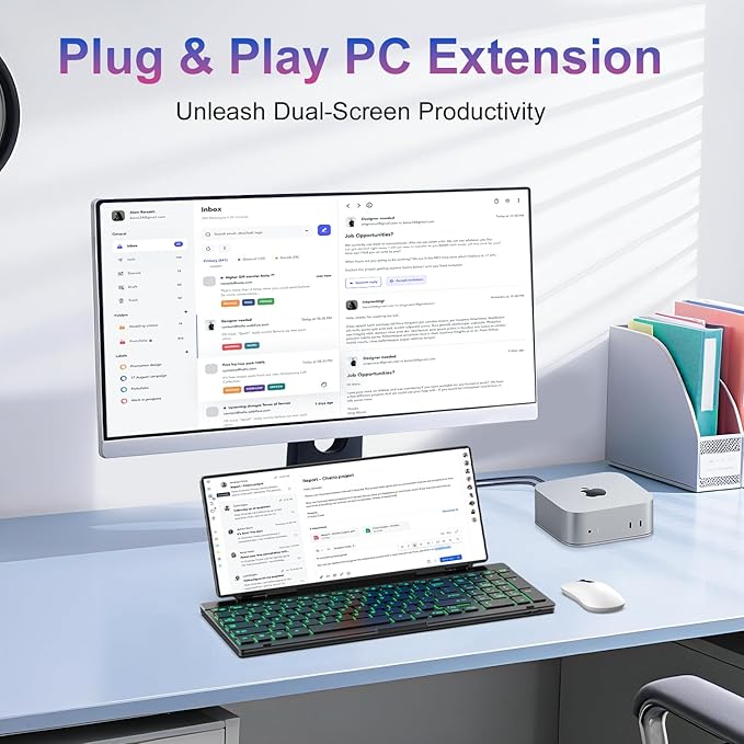 12.8" Portable Monitor Touchscreen with Keyboard, Screen Extender with Silent Portable Keyboard, USB-A Type-C Monitor for Laptop, Desktop, Mini PC, MacBook