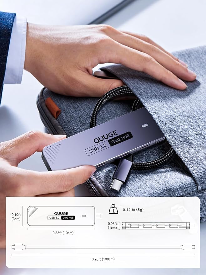 10Gbps USB C Hub: Splitter with 4 USB-C Ports High-Speed Type-C Multiport Adapter 1M(3.3Ft) Nylon Cable Compatible with MacBook Pro/Air, iPad Pro/Mini 6, Surface Pro, Chromebook, Dell XPS and More