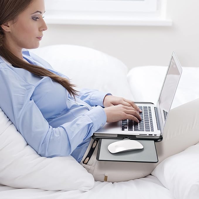 EHO Laptop Lap Desk, Portable Lapdesk with Smooth Surface and Mouse Pad, Lightweight Bed Tray for Laptop or Tablet, Ergonomic Lap Table for Home, Office, Travel, and Students