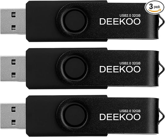 Flash Drive 32GB Thumb Drives Memory Sticks Jump Drive 3Pack 32GB USB 2.0 Flash Drives 3pcs Black