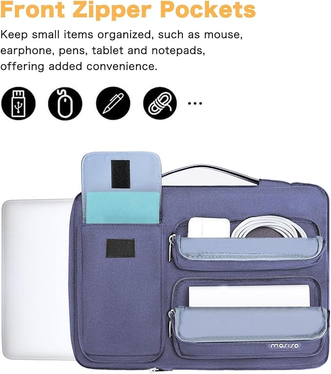 MOSISO 360 Protective Laptop Case 13.3 inch, 13-13.3 inch Laptop Sleeve Compatible with MacBook Air/Pro 13 / Pro 14, HP Dell ASUS Lenovo,Side Open Bag with 2 Raised&1 Flapover Pockets, Lavender Gray