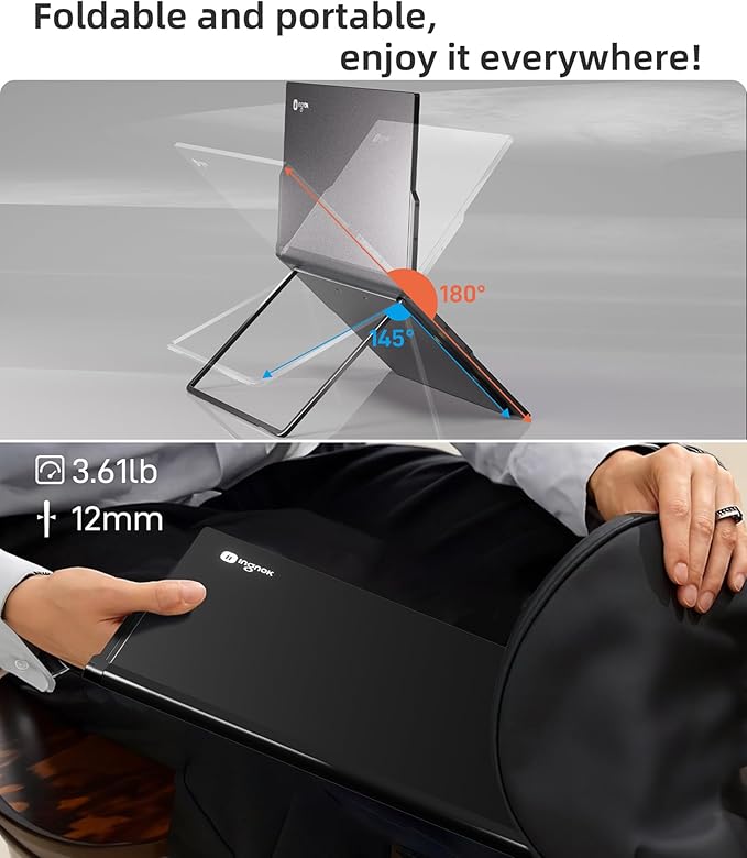 Laptop Screen Extender 15.6" 1080P Dual USB-C HDMI, Foldable Stacked Design,Dual Portable Monitors Compatible with Windows/Mac, Easy Setup