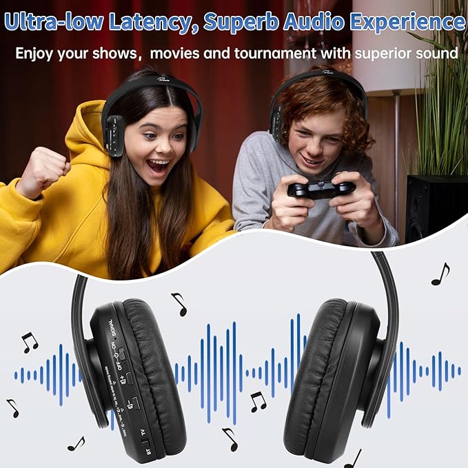 WallarGe Wireless Headphones for TV Watching, Comfortable for Seniors with Bluetooth 5.3, Easy Setup Headphones with USB Transmitter, 25 Hours Play and No Audio Delay