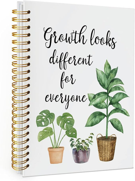 Wheatwin Inspirational Hardcover Spiral Journal Notebook, Motivational Journal Gifts for Women Students Teachers Therapists, Growth Looks Different for Everyone Plant Notebook 5.5x8.3