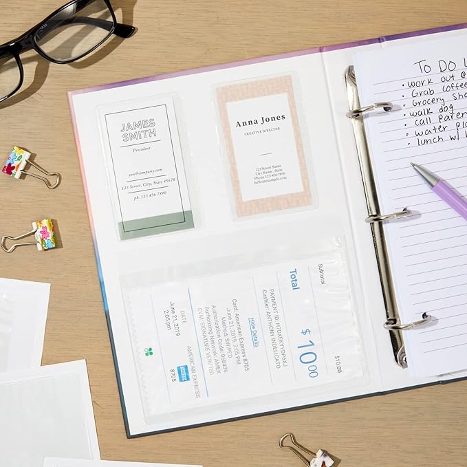 Juvale Pocket Planner Adhesive Pouches - White, 30-Pack, 4 Sizes (3.7 x 2.3 to 8.8 x 5.5 in) - Stick-On Pockets for Notebooks & Label Holder & Photo Sleeves & Index Card Sleeves