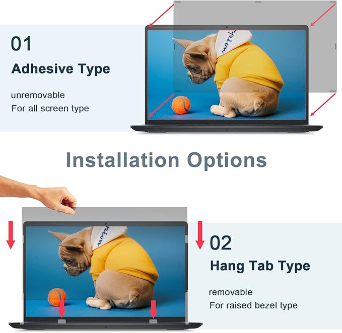 IPROKKO Laptop Privacy Screen 13.3 Inch Compatible With Hp, Dell, Acer, Lenovo, Thinkpad, Samsung, Asus, Sony, Removable 16:9 Aspect Laptop Privacy Shield, Anti Blue Light Glare 13.3 Inch Laptop Priva