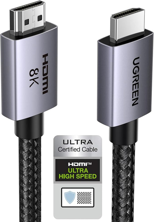 UGREEN 8K HDMI 2.1 Cable 48Gbps 16FT, Certified Ultra High Speed HDMI Cord Aluminum, 4K@240Hz 120Hz 10K 8K@60Hz, HDCP 2.2&2.3, eARC HDR 10 Dolby Compatible with PS5/Blu-ray/Roku TV/Switch 2/Mac mini