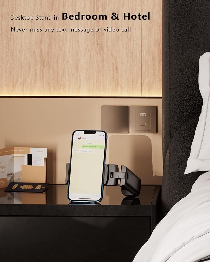 MiiKARE Travel Essentials Airplane Phone Holder, Universal Handsfree Phone Mount for Flying with 360 Degree Rotation, Travel Must Haves Phone Stand for Desk, Tray Table, Pro