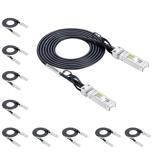 10Gtek SFP+ DAC Twinax Cable - 10GBASE-CU Passive Direct Attach Copper SFP Cable for Cisco SFP-H10GB-CU2M, Ubiquiti UniFi UC-DAC-SFP+, Meraki, Fortinet, D-Link, 2-Meter(6.6ft), 10-Pack