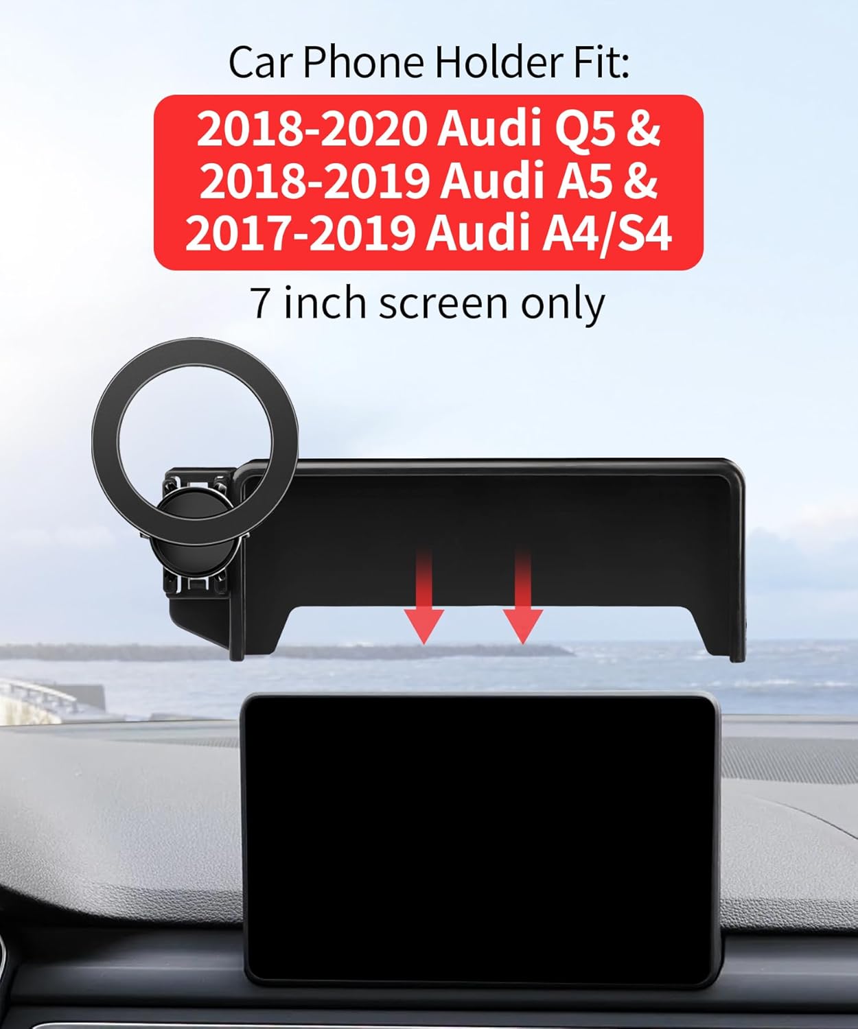 Car Phone Holder for Audi A4&S4 17-19 Accessories /Q5 18-20 Accessories A5 18-19 Accessories 7-inch Screen Fixed Clip, Phone Mount Compatible with MagSafe, 360° Rotation Cell Phone Holder