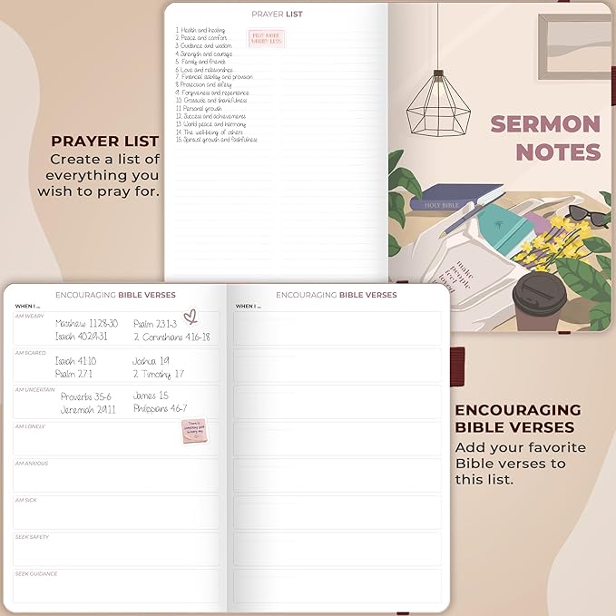 Clever Fox Bible Study Journal Large – Church Notes Notebook – Note Taking & Journaling Kit – Faith Based Religious Accessories, 7x10” (Rose Gold)