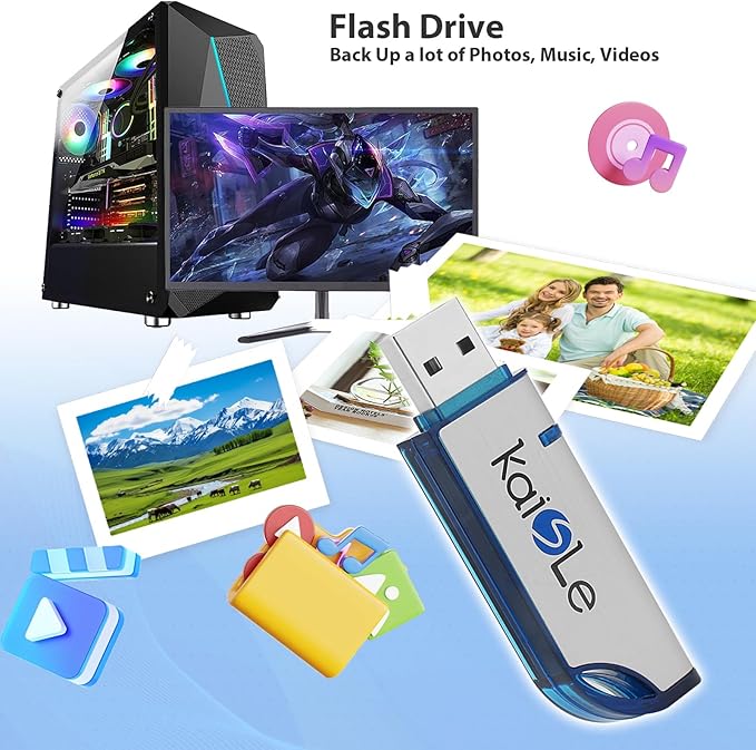64GB USB Flash Drive, External USB Flash Memory Storage Thumb Drive, Portable Flashdrive with Keychain, 64 GB USB 2.0 Memory Stick exFAT Data Storage Jump Drives for Computers