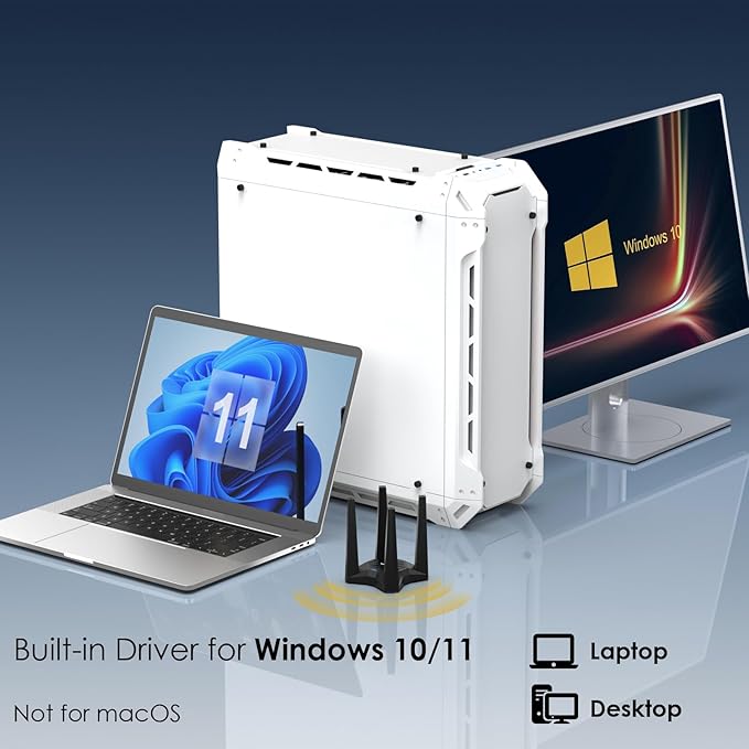 WAVLINK WiFi 6E USB Adapter for Desktop PC, AX5400 WiFi Adapter Triple Band Wireless Network Adapter with 2.4GHz/5GHz/6GHz High Gain Antennas, MU-MIMO, OFDMA, WPA3, Supports Windows 10/11 Only