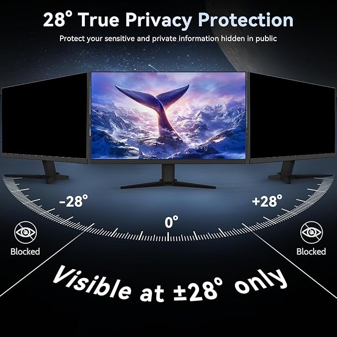 [2 Pack] 32 Inch Computer Privacy Screen Filter for 16:9 Widescreen Monitor, Removable Eye Protection Anti Glare Blue Light Filter Privacy Shield, Anti Scratch Anti Spy Screen Protector Film 32 In