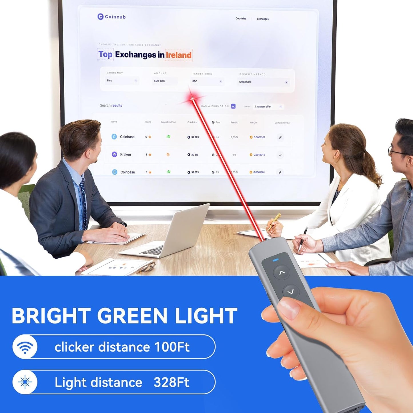 Metallic Presentation Clicker Presenter Remote - Rechargeable Wireless Presenter with Red Laser Pointer, 2-in-1 USB C Clicker for PowerPoint & Google Slides, Compatible with MacBook/Computer/Laptop