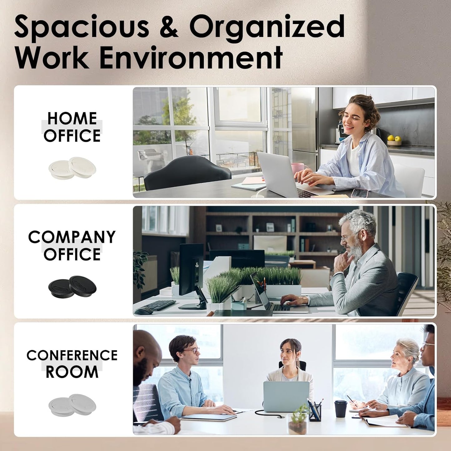 12 PcsDesk Grommet 2 Inch (50 mm), Desk Hole Cover for Cables, Desk Wire Hole Insert, 2" Desk Hole Grommet, Cable Grommet, Desk Cord Hole Cover, Desk Cable Hole Cover with Hole Saw - Grey