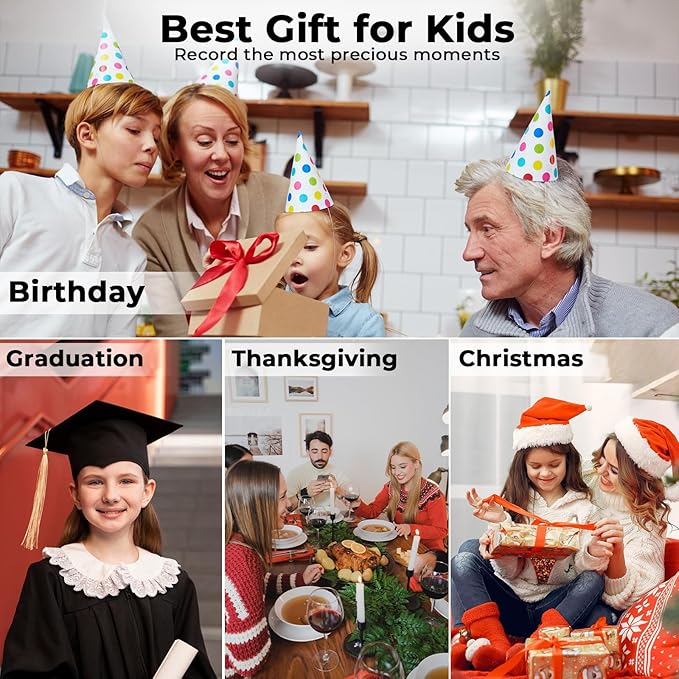 Digital Camera, FHD 4K 44MP Autofocus Point and Shoot Camera with 2.4" LCD 16X Zoom Portable Compact Cheap Camera for Teens Boys Girls Kids Adults (Black)