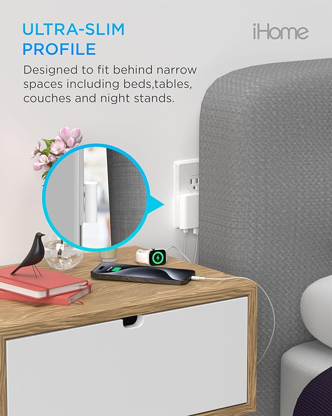 iHome 32W AC Pro Multi Port USB Wall Charger Block - Charging Station for Multiple Devices with 3 Ports (1 USB-C, 2 USB-A) - Fast Charging, Universal Compatibility