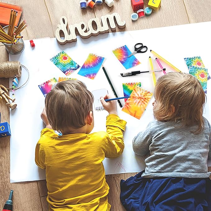 OZIO 48PCS Mini Tie Dye Notepads Tie Dye Party Favors Art Party Spiral Pocket Notebooks Fun Coil Mini Notepads for Kids Teacher Classroom Supplies Bag Fillers Birthday Party Favors, 8 Style