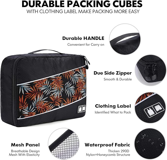 Packing Cubes Luggage Bags Organizer Durable Travel Accessories With Clothing Label