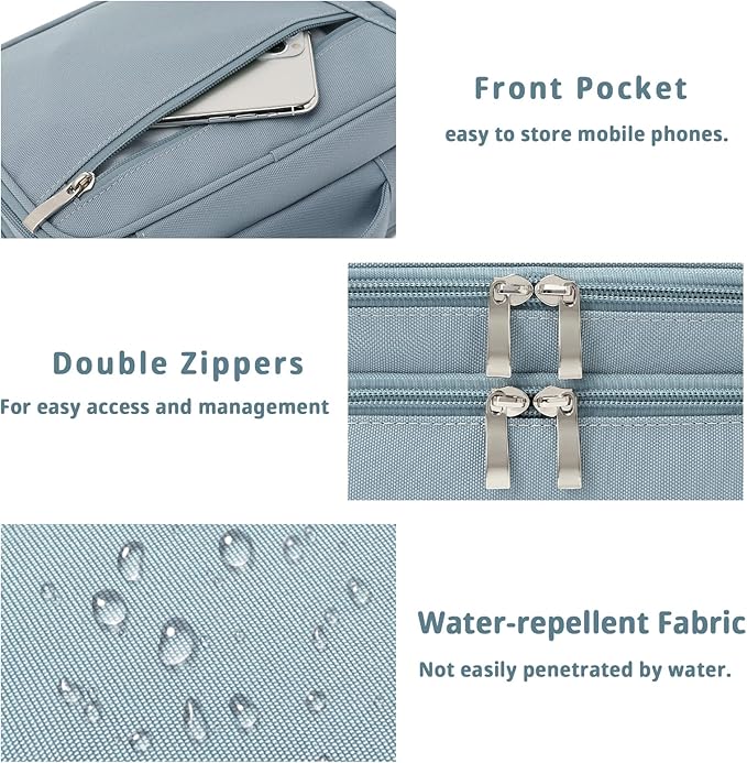 mygreen Electronics Travel Organizer, Watreproof Electronic Accessories Case Portable Double Layer Cable Storage Bag for Cord, Charger, Flash Drive, Phone, Ipad Mini, SD Card, Gifts for Him Blue