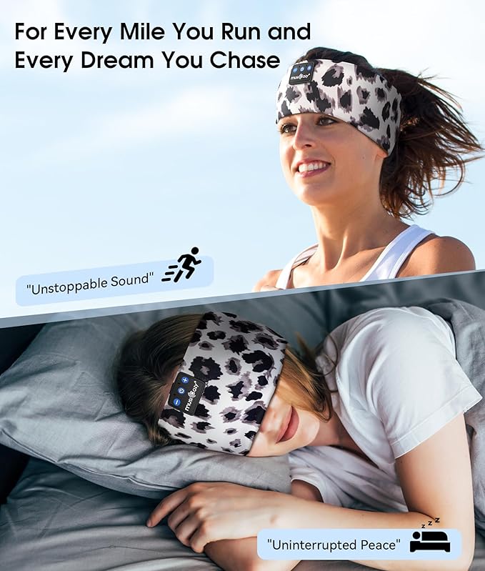 MUSICOZY Sleep Headphones Bluetooth 5.4 Headband, Wireless Earphones Music Sleep Earbuds Sleeping Eye Mask with HD Stereo Speakers for Workout Running Travel Yoga, Ideal Gifts for Women Men
