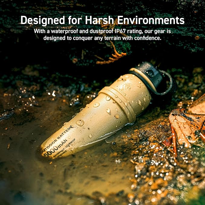 NESTOUT Rugged Power Bank, 5000mAh Outdoor Battery Pack, 15W USB C Fast Charging, Waterproof IP67, Durable Shockproof, Tactical Charger for Phone Military EDC Hiking Survival Camping (Olive Green)