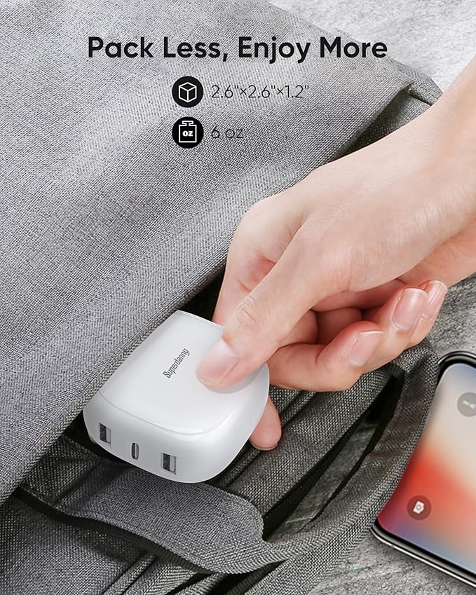 SUPERDANNY 6-Port USB Charger, 40W 8A Mini USB Charging Station, Charging Station for Multiple Devices, 4ft Cable, Compatible with iPhone, iPad, Galaxy, Pixel, for Travel, Cruise, White