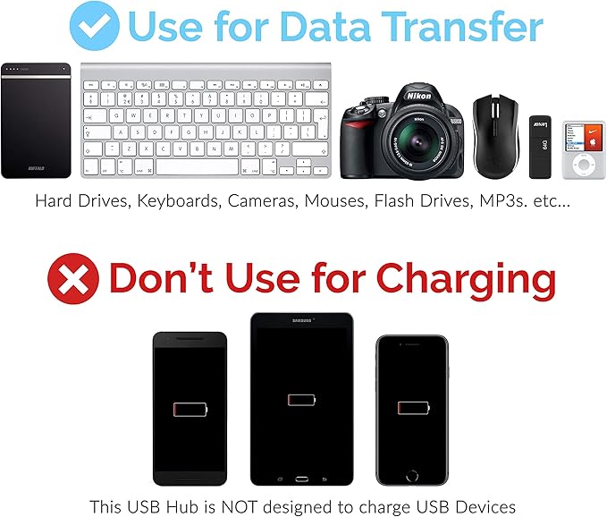 SABRENT 4-Port USB 3.0 Hub with Individual LED Power Switches - Slim, Portable Design - 2 Ft Cable - Fast Data Transfer - Compatible with Mac & PC (HB-UM43)