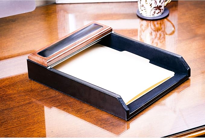 Dacasso Walnut and Leather Desk Set, 3-Piece